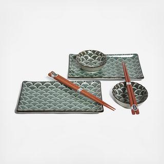 Antique Green Wave 6-Piece Sushi Set