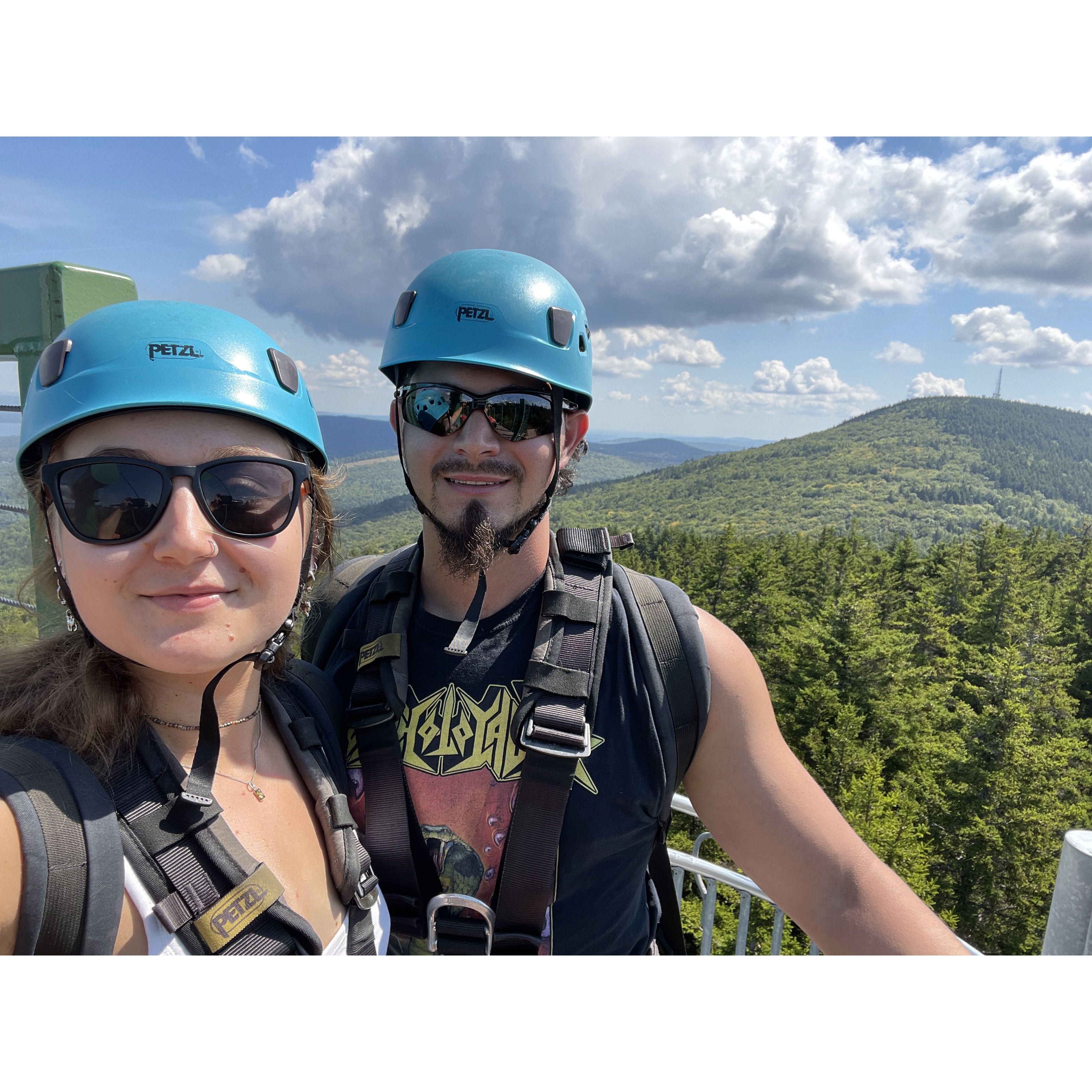 A surprise trip Ziplining at Gunstock for Mary's 23rd Birthday