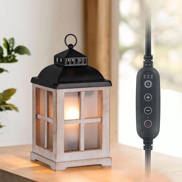 Staymoment Wax Melt Warmer with Timer: Farmhouse Scented Electric Candle Warmer, 8" Rustic Cute Fragrance Tart Burners Lantern with Lid, Washwhite