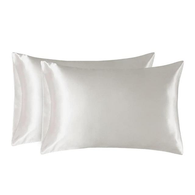 Bedsure Satin King Size Pillow Cases Set of 2, Ivory, 20x40 inches - Pillowcase for Hair and Skin - Satin Pillow Covers with Envelope Closure