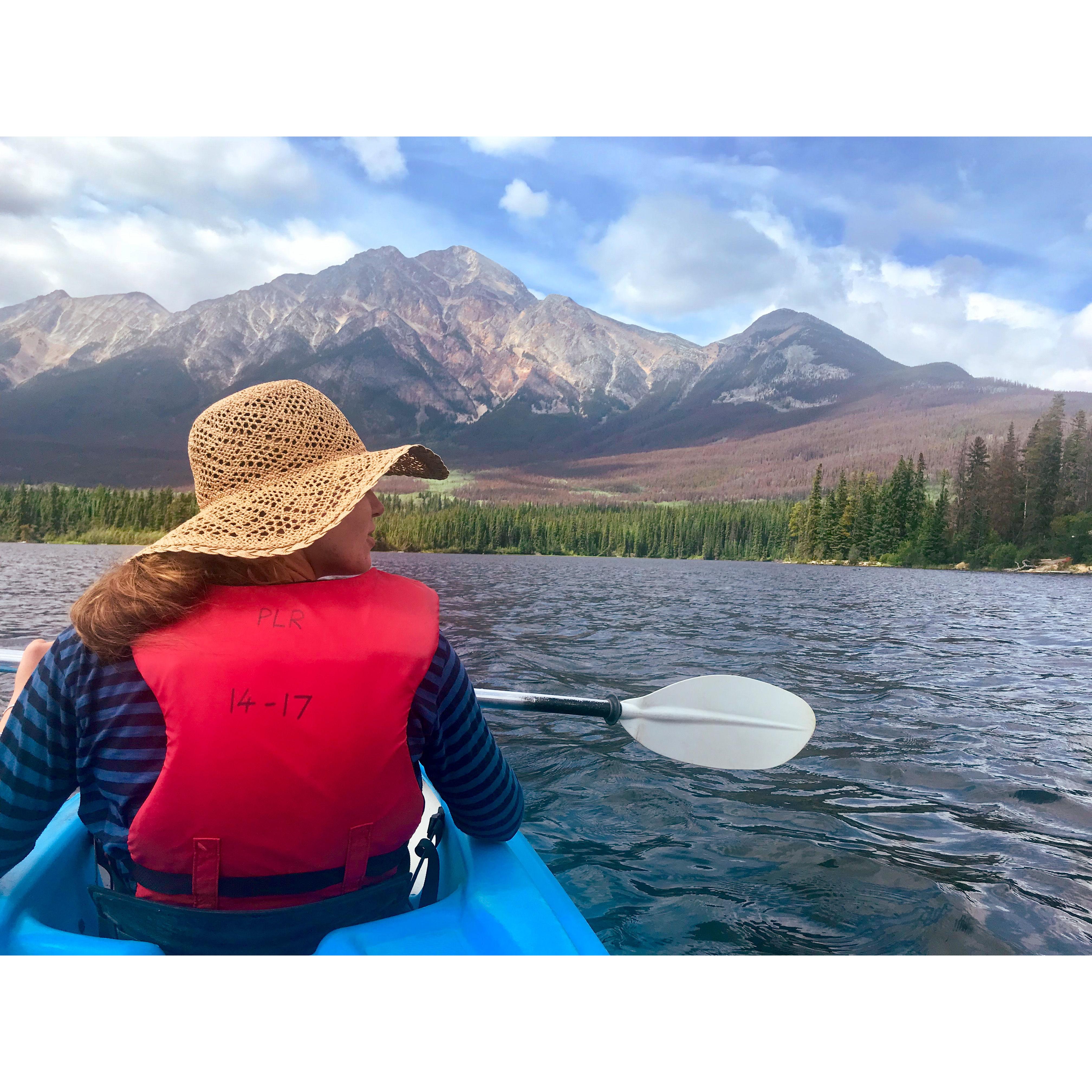 Kayaking on Pyramid Lake in Jasper NP