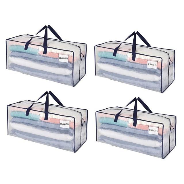 VENO 4 Pack Moving Bags w/Backpack Straps, Moving Boxes & Storage Bins Alternative, Packing Supplies, Camping Accessories Totes for Storage, Dorm Room Essentials Storage Bags (Clear, 4 Pack)