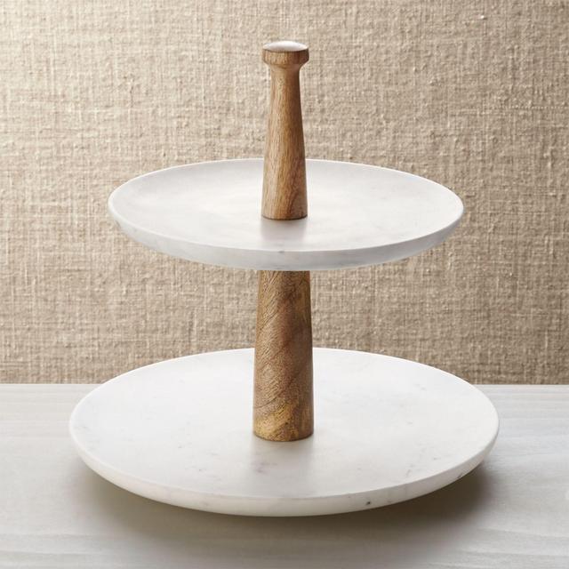 Wood Marble 2-Tier Server