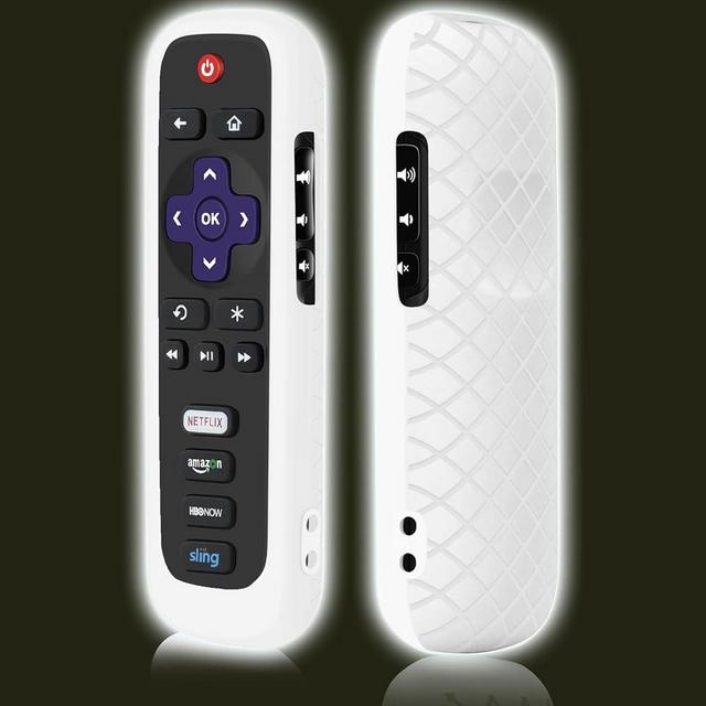 Remote Case for Roku, Battery Cover for TCL Roku Smart TV Steaming Stick Remote, Roku TV Remote Cover Silicone Protective Controller Universal Sleeve Skin White