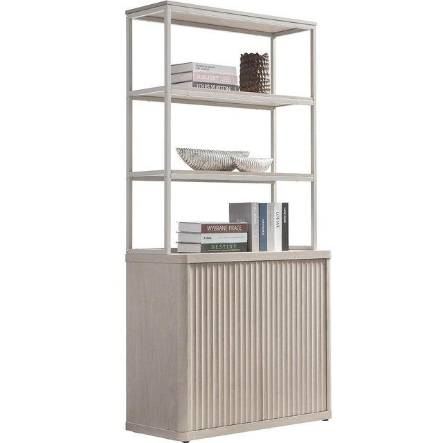 SICOTAS Book Shelf Fluted Bookshelf 71" Tall Bookcase with Doors Storage 5 Tier Mid Century Modern Bookshelves Large Shelves Metal Book Cases for Living Room Office Bedroom Kitchen Library (3PCS)
