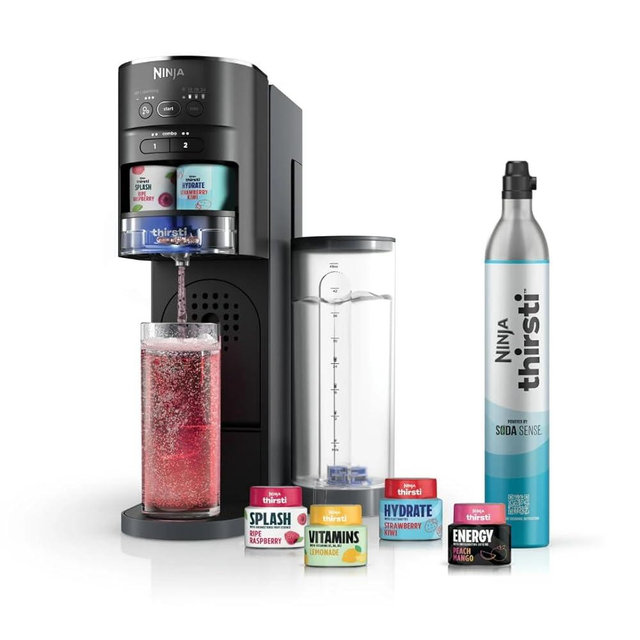 Ninja Thirsti System - Custom Sparkling & Still Beverage Maker, CO2 Carbonation, 4 Drink Sizes, Flavor Customization, 48oz Water Reservoir, 8 Flavor Drops Included, Eco-Friendly