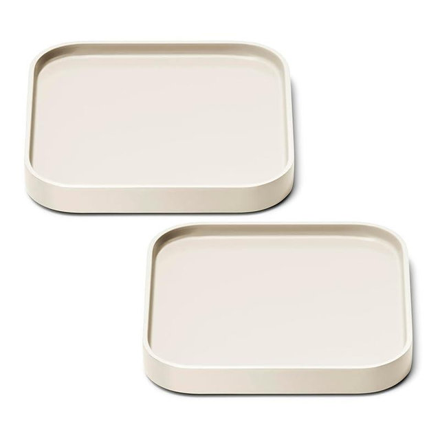 Caraway Spoon Rest Set of 2 - Stackable Spoon Holder for Kitchen Counter - Drip Catching, Heat-Resistant Design - Non-Slip Base - Cream
