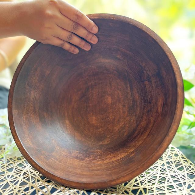 Handmade Dark Wood Salad Bowl with Serving Utensil, Wood bowl, Fruit Bowl Wood Gift, Birthday Gift, Gift For Her Him, Kitchen Christmas Gift