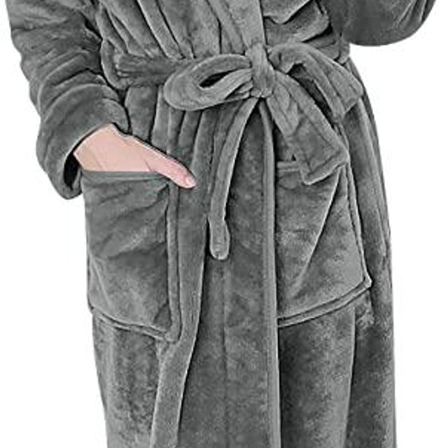 NY Threads Women Fleece Hooded Bathrobe - Plush Long Robe