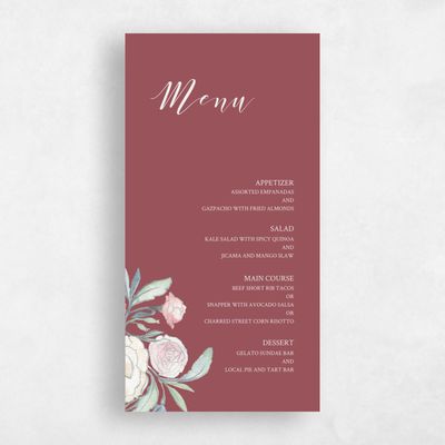 Burgundy, Red Wedding Menu - Wilbur