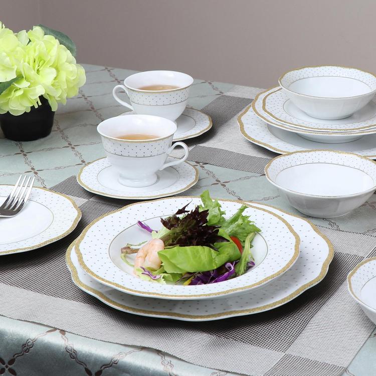 Lorenzo Import, Lorren Home Trends 24-Piece Wavy Fine China Dot