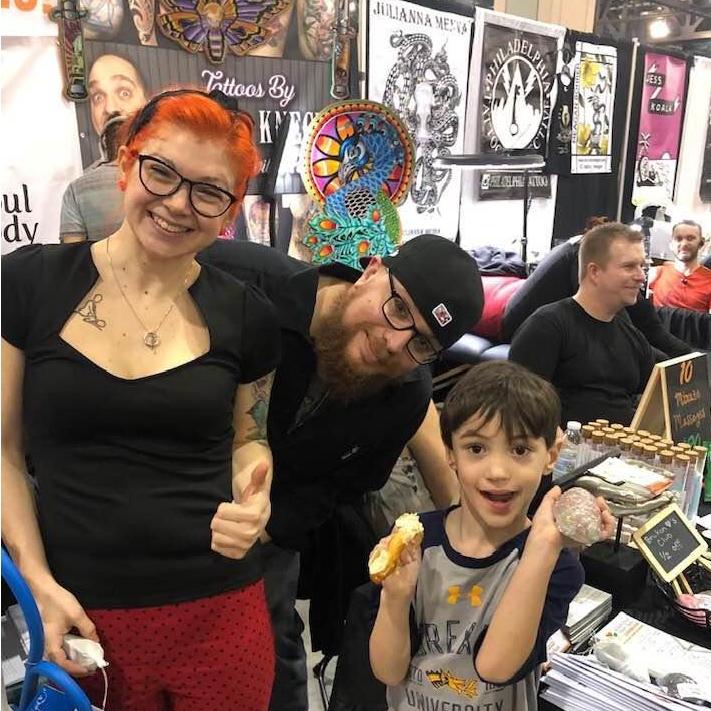 Selling bath bombs while working at our first tattoo convention in Philly! Feb 2019.