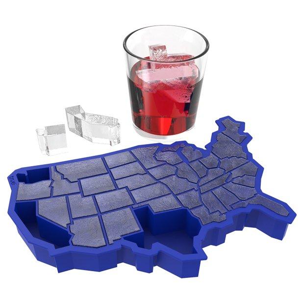 TrueZoo U Ice of A, BPA-Free Silicone Ice Cube Tray, USA Ice Mold, Novelty Ice July 4th Party Supplies, Dishwasher Safe, Blue, 38 Cubes