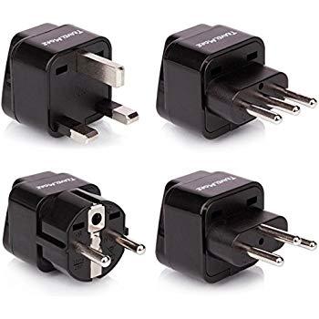 European Travel Adapter Plug Set - Pack of 4 Universal Outlet Adapters for All of Europe (Type C, E, F, G J, L) - Works in France, UK, Switzerland, Spain, Italy, United Kingdom, Germany & Turkey