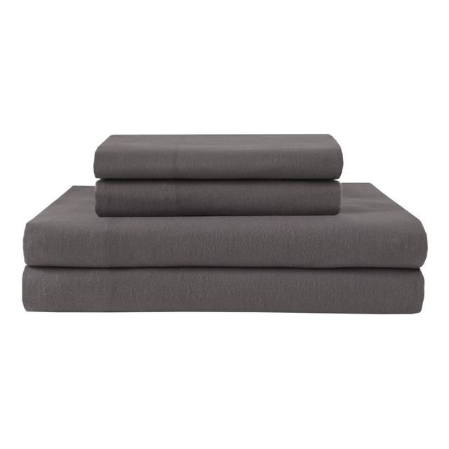 Winter Nights Cotton Flannel Sheet Set (Queen)Solid Gray - Elite Home