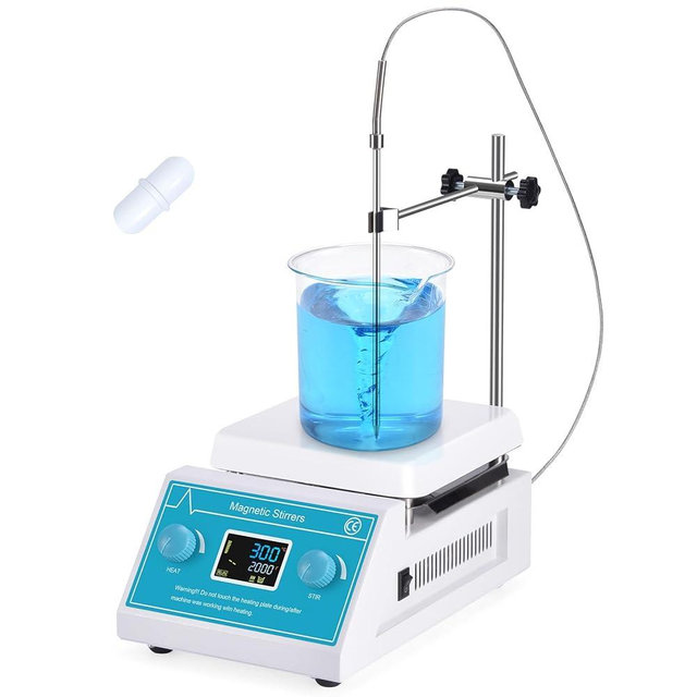 Slendor Magnetic Stirrer Hotplate Mixer - 2000 RPM Hot Plate Max 300℃/572℉ Lab Heating Plate Stirrers with LED Digital Display, Stir Bar, Temp Sensor and Support Stand
