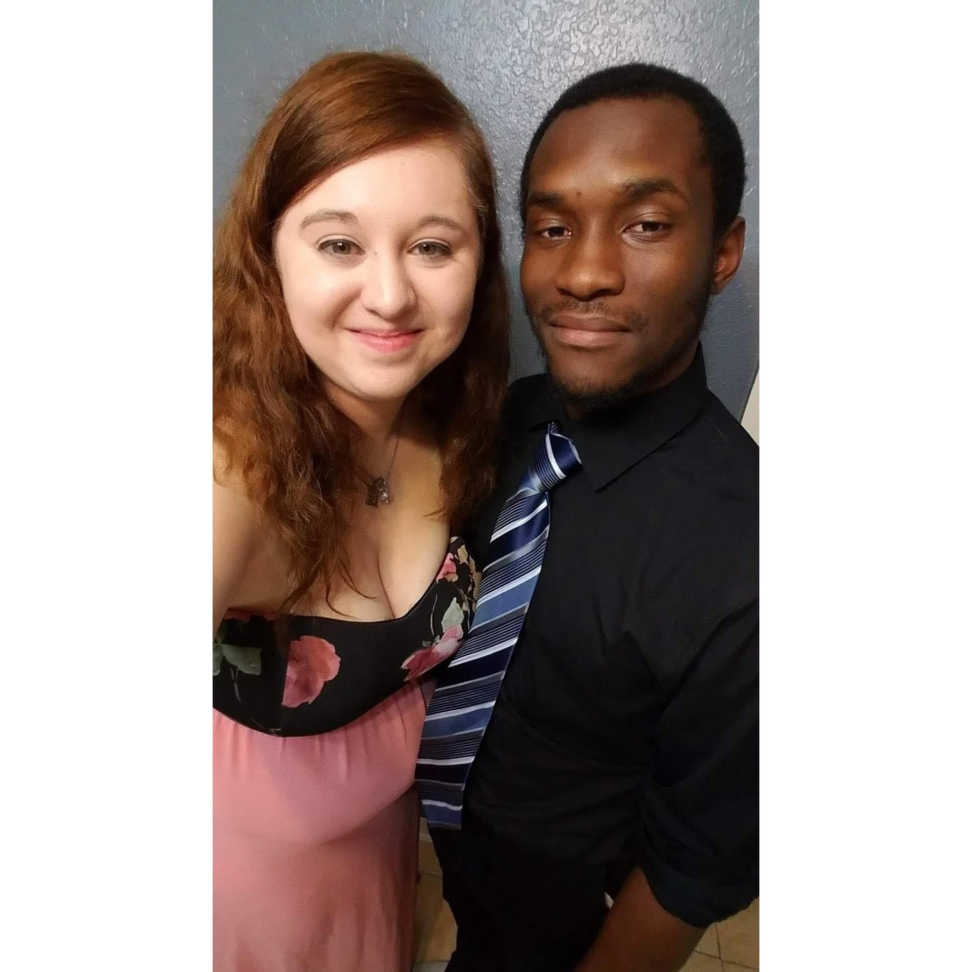 Got all dressed up for our "fancy dinner"