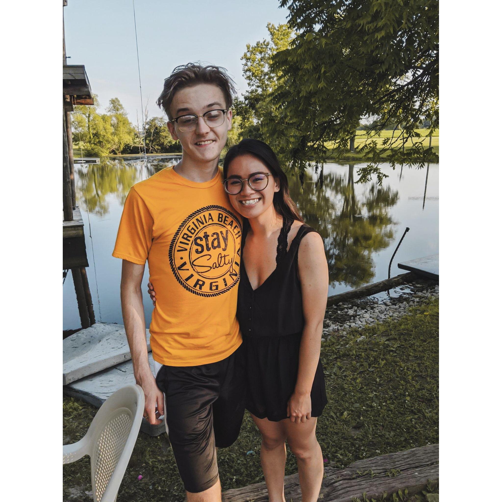 First time at his family/friend's pond for the 4th of July