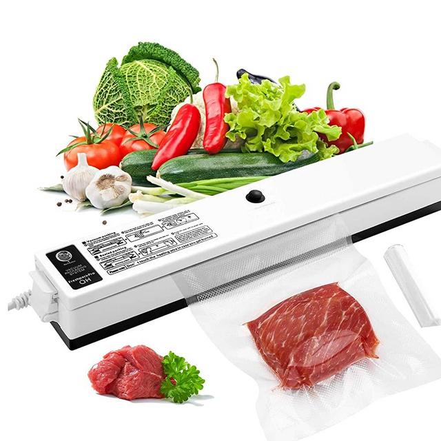 Goscien Food Vacuum Sealer Machine, One-Button Sealer Sealing System for Dry & Moist Food Preservation, Starter Kit with 15 PCS Bags Suitable for Home & Commerce