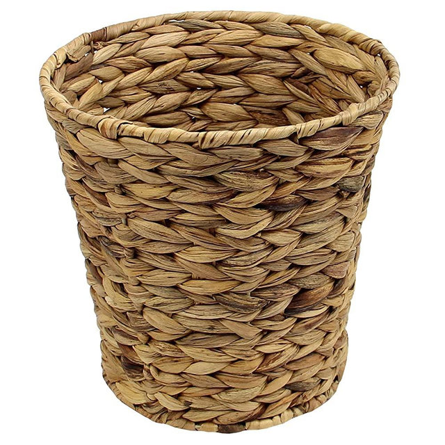 Casaphoria Woven Water Hyacinth Wicker Waste Basket, Natural（Pack of 1）