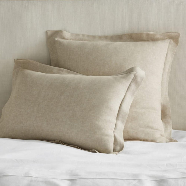 Chambers Linen Duvet Cover & Shams, Euro Sham, Flax