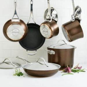 Anolon - Nouvelle 11-Pc. Copper Luxe Sable Hard-Anodized Non-Stick Cookware Set