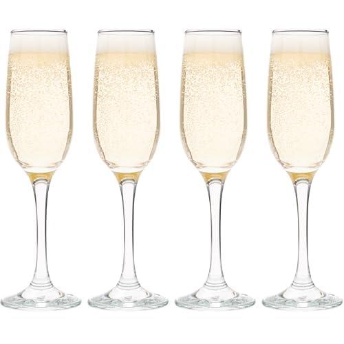 Vikko Champagne Flutes, 7.25 Ounce Toasting Champagne Flute, Crystal Clear Champagne Glasses, Set of 4 Elegant Sparkling Wine Glasses