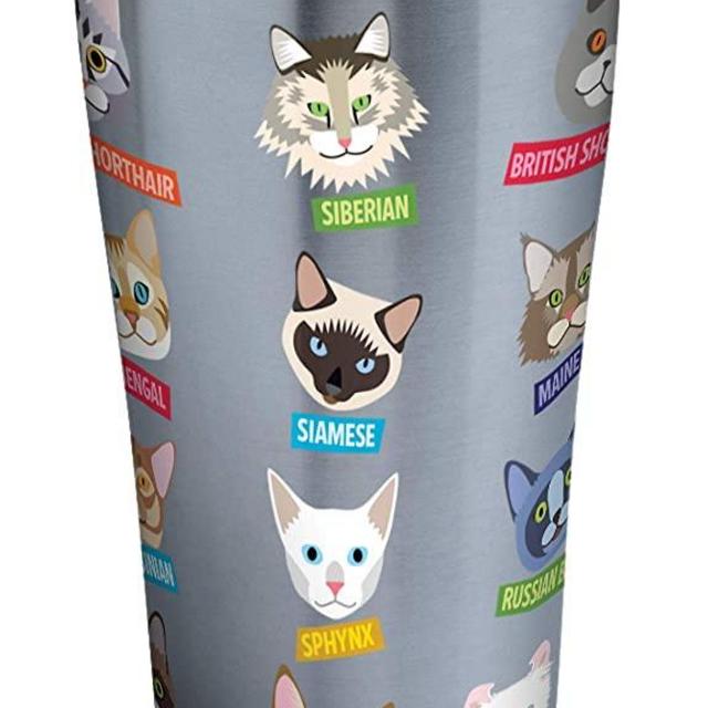 Tervis Flat Art - Cats Stainless Steel Tumbler with Clear and Black Hammer Lid 20oz, Silver