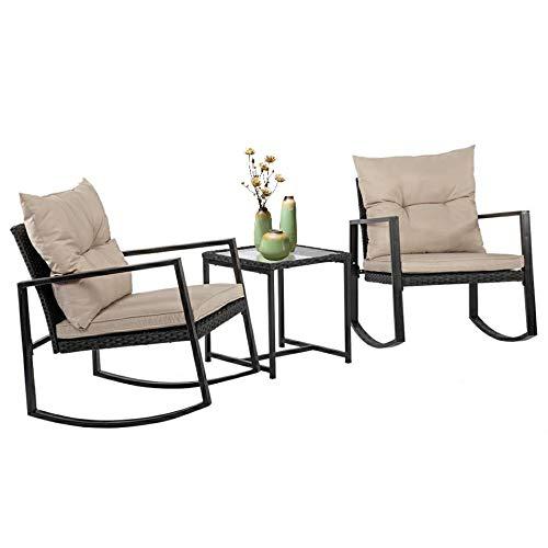3 Piece Outdoor Rocking Chair Bistro Set