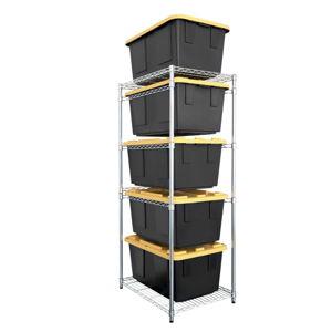 SafeRacks 5-Tier Steel Tote Rack - Maximize Space, Declutter, Organization, NSF Certified, Bin Storage for Garage, Pantry, Kitchen, Workspace, 5 Shelves, 31″ x 23″ x 68″ (Silver, 1 Pack)