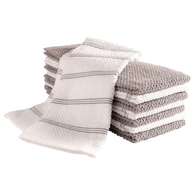 KAF Home Pantry Piedmont Kitchen Towels (Set of 8, 16x26 inches), 100% Cotton, Ultra Absorbent Terry Towels - Light Grey
