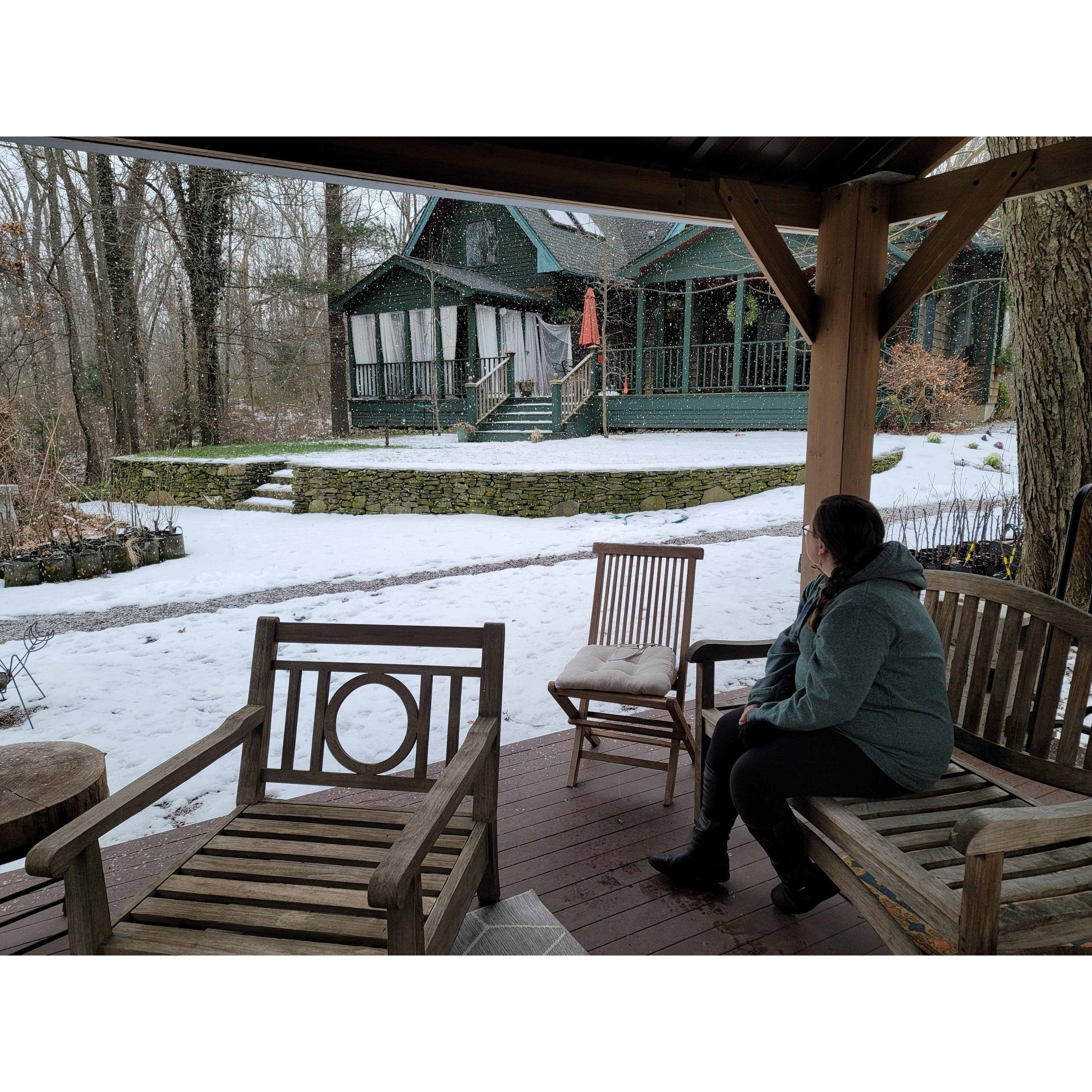 And then the snow started right on cue