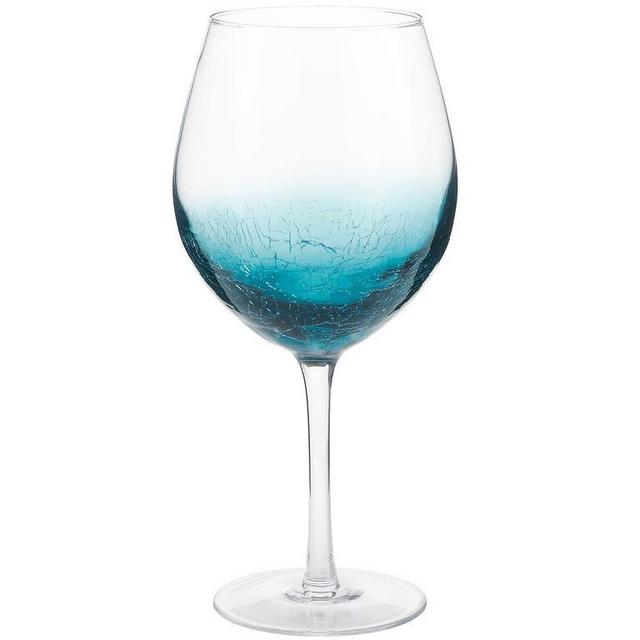 Crackle Collection Teal Red Wine Glass