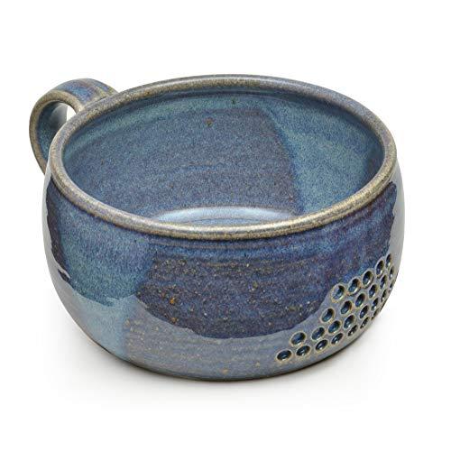 GW Pottery Handmade Stoneware Berry Bowl/Colander, Blue