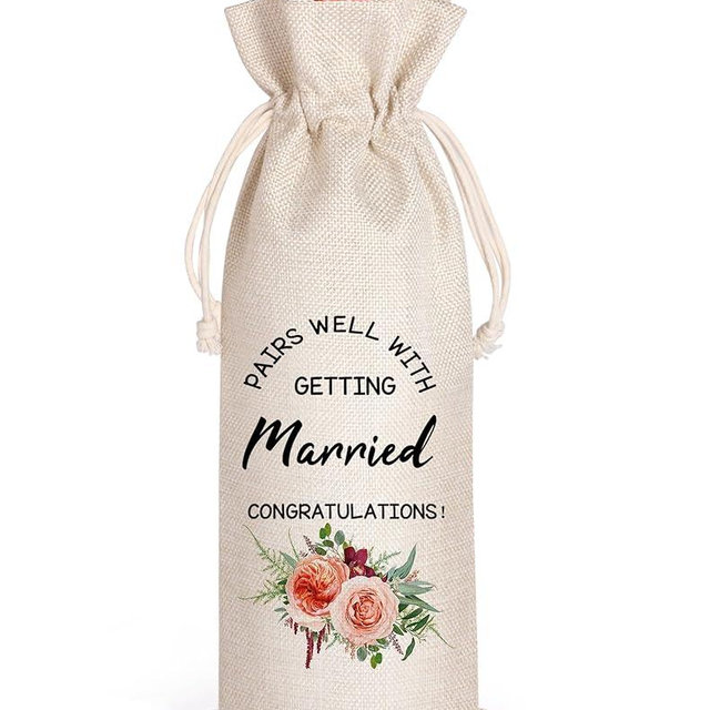 LANBAIHE Wedding Wine Bag, Getting Married Congratulations Wine Bag, Gift for Wedding, Engagement, Couples, Bride, Gifts For Her