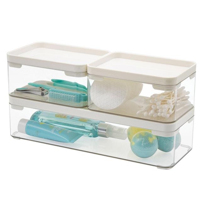 SALT™ Stackable Bath Bins in Clear/White (Set of 3)