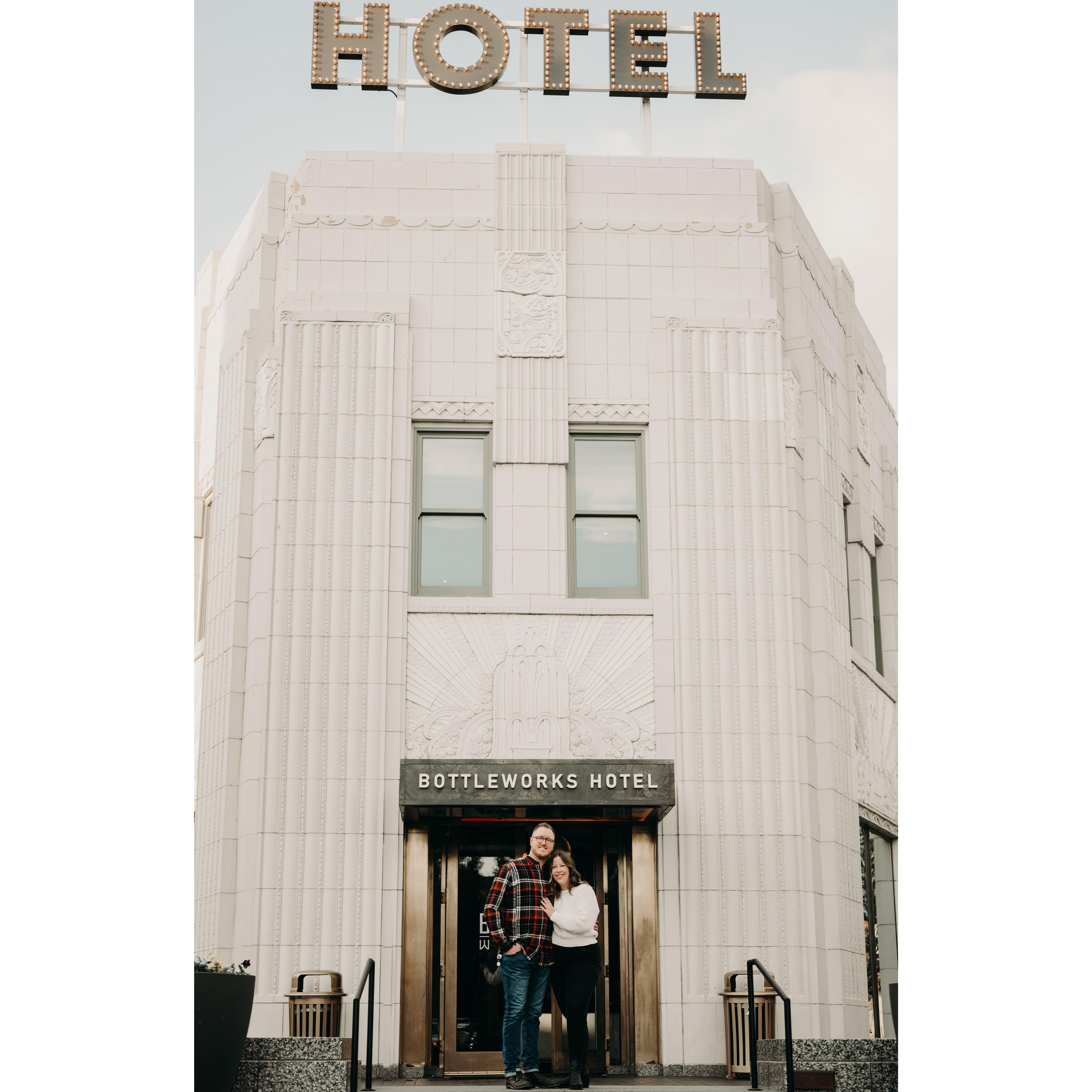 We had our first date at the bar inside this landmark hotel in Indy!