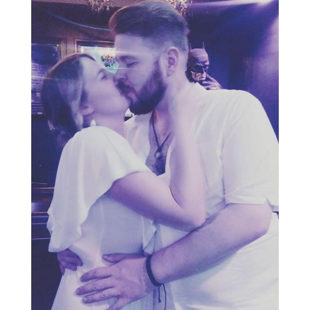 Smooches in our favorite bar after White Linen Night.