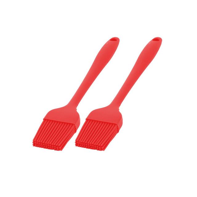 Unique Bargains Home Kitchen Silicone Cookie Cake Baking Tool Cream Oil Pastry Brush 2pcs Red