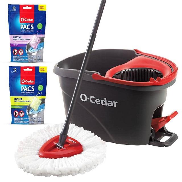O-Cedar EasyWring Microfiber Spin Mop and Bucket Cleaning System + Citrus and Lavender Pacs (Variety Pack)