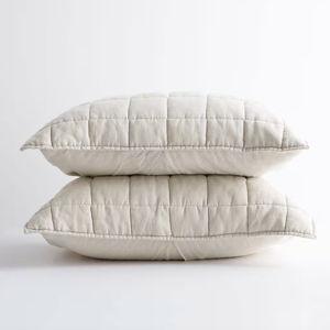 European Linen Box Quilted Sham Set - Sand, Standard