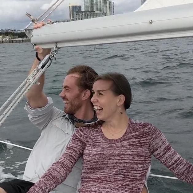 Sailing in the San Diego Bay, one of our favorite things to do together in SoCal.