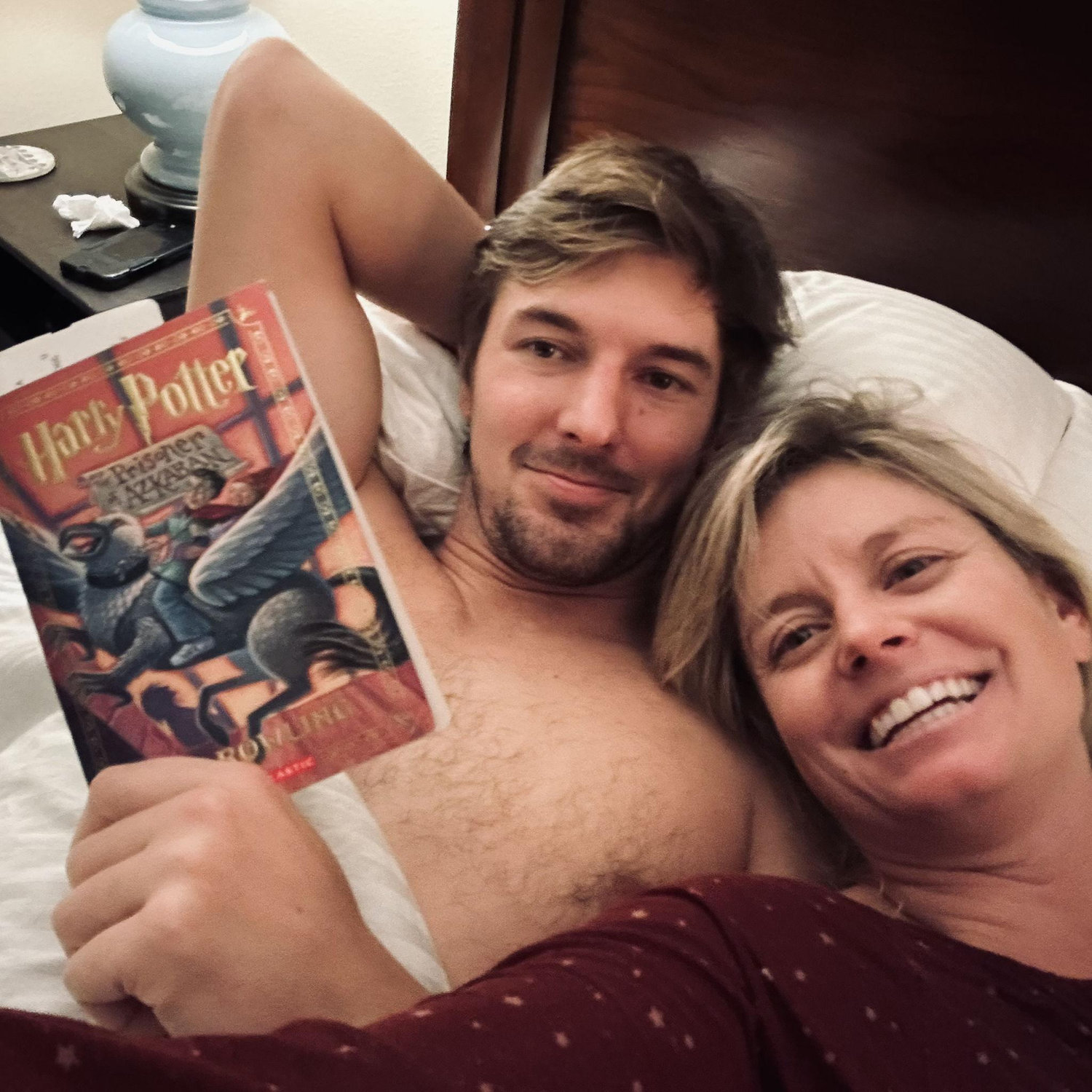 Sunshine had never read the Harry Potter series prior to meeting Sunshine, and John read the entire Harry Potter series to Sunshine the first year they dated.