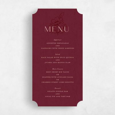 Red Ticket Wedding Menu - Oriabel