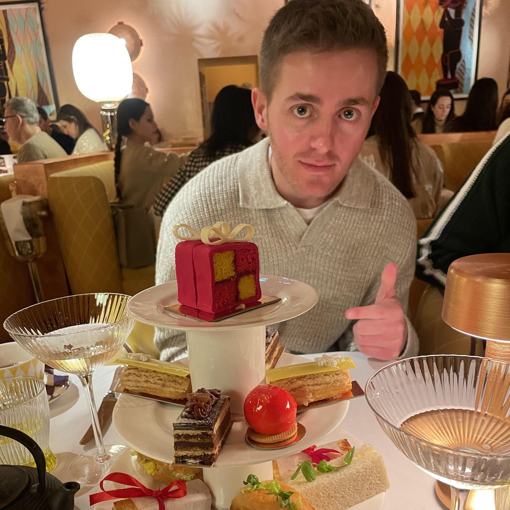 London for New Years 2025. Logan lost his voice but not his ability to point at stuff in photos.