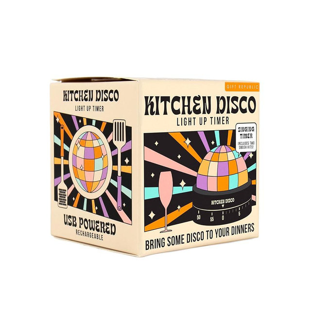 Gift Republic Kitchen Disco Light Up Timer – 60-Minute Countdown, Plays 2 Disco Tunes, Lights Up, Fun Cooking Accessory and Kitchen Gadget for Music Lovers