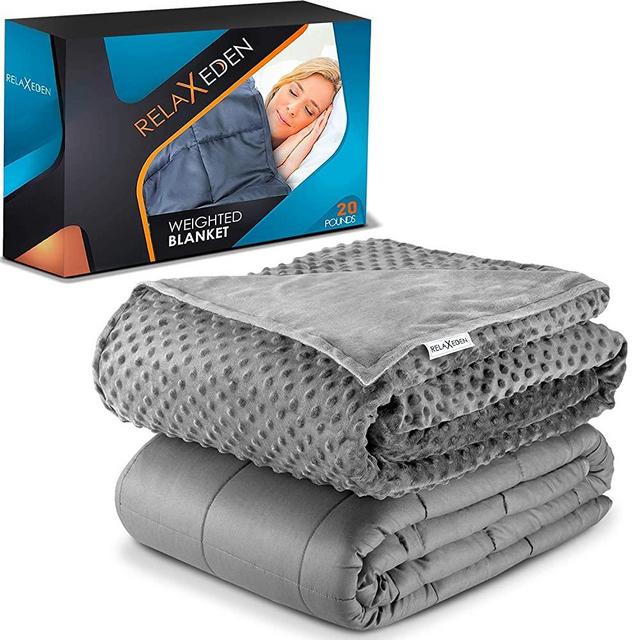 RELAX EDEN Adult Weighted Blanket W/Removable, Washable Duvet Cover| 20 lbs, 60”x 80” Size| Heavy Glass Micro-Beads| Supreme Sleeping Comfort for Adults| Hot & Cold Sleeping| 100% Soft Cotton Build