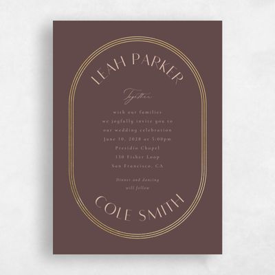 Chocolate, Brown Wedding Invitation - Tatum Classic Foil