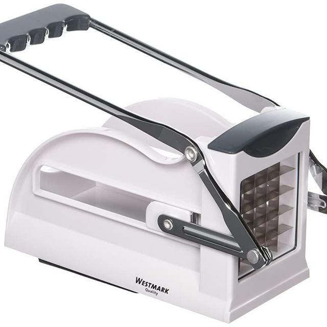 Westmark Multipurpose French Fry Cutter with 3 Thickness Adjustable Stainless Steel Blades and Non-Slip Suction Pad (Silver)