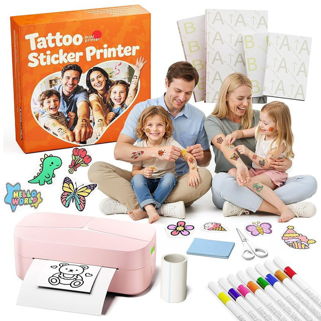 Phomemo TK32 Sticker for Kids Maker Upgrade Kit - Kids' Drawing Kits, Easy DIY Custom Tattoo in a Minute | Perfect Party Gift for Kids to Create Fun,Pink